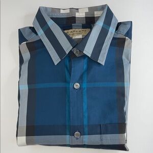 Burberry Navy and Gray Plaid Shirt